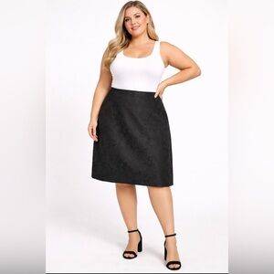 🖤 Kasper Black Floral Jacquard Pencil Skirt | Size 18